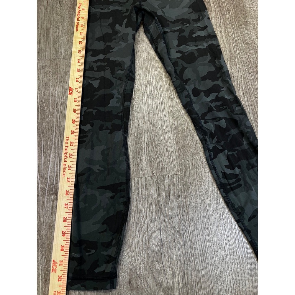 Lululemon Womens High Rise Camo Leggings Green Black Size 4 25 Inch Inseam - Picture 5 of 7